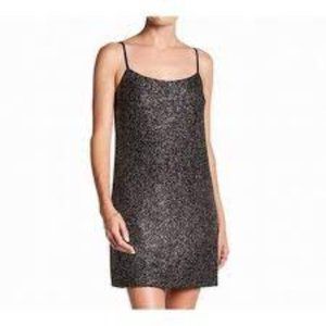 CeCe Women's Sz 14 Mia Glitter Slip Dress Cocktail Wedding Shift Black Gold
